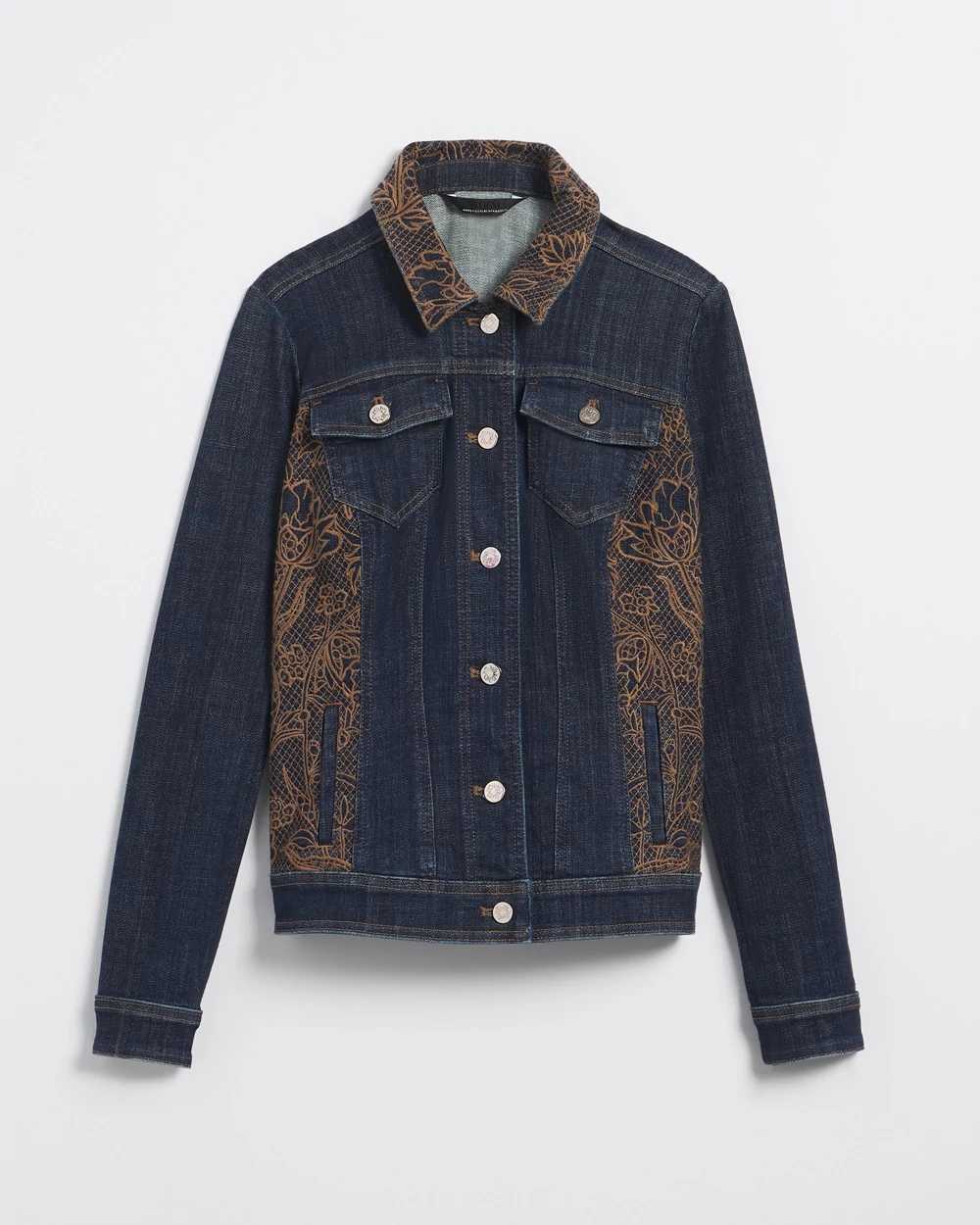 Embroidered Eyelet Denim Jacket White House Black Market